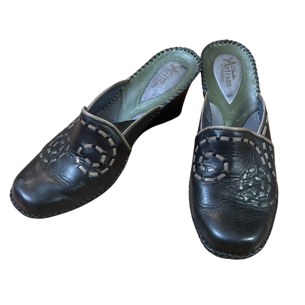 Clarke Artisan Collection Black with Dashed Swirls of Brown and‎ Gray 9.5